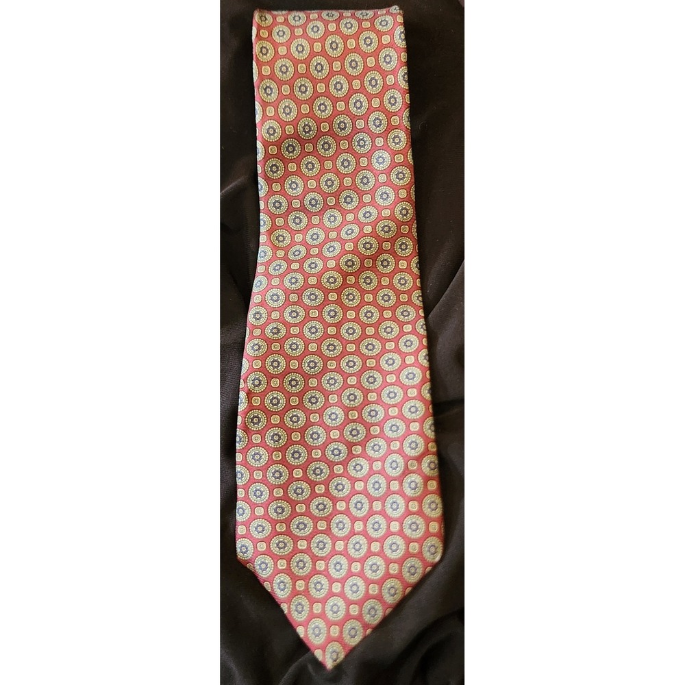 Windsor Geometric Medallion Tie Mens OS Burgundy Silk Good Classic Professional